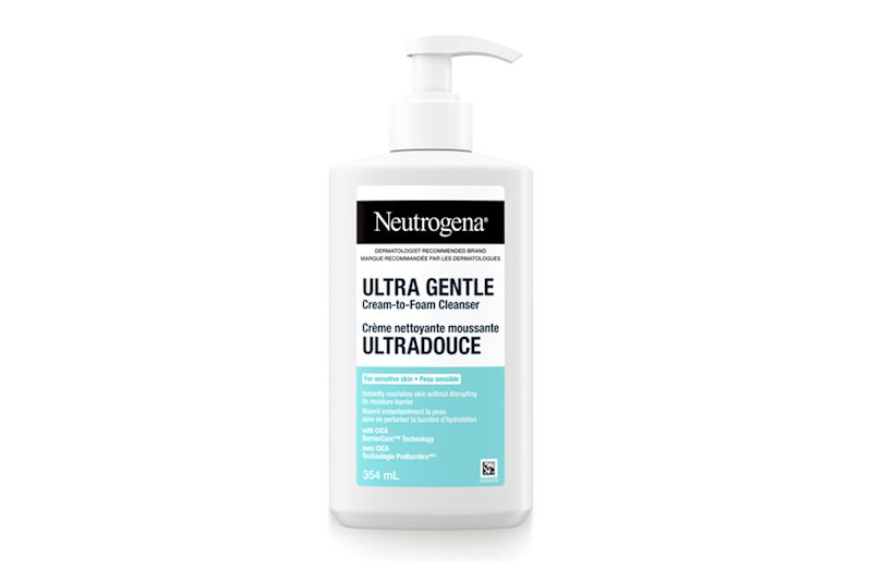 Photo de face de la crème nettoyante moussante ULTRADOUCE Neutrogena®, bouteille à pompe, 345 ml