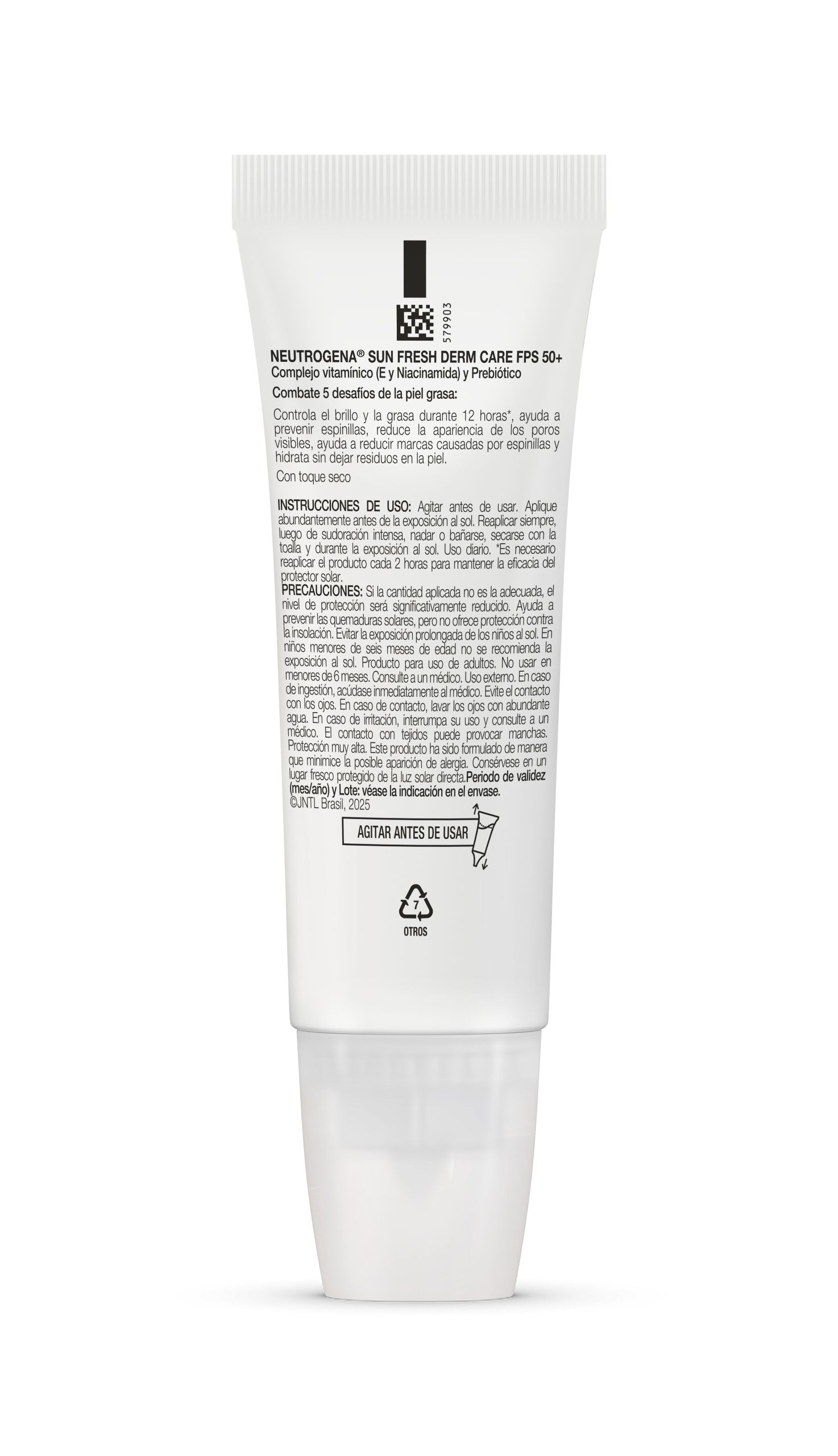 Protector Solar Facial Neutrogena Sun Fresh Oil Control Fluido Color - back