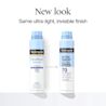 Neutrogena® Ultra Sheer® SPF 70 body mist sunscreen pack redesign comparison