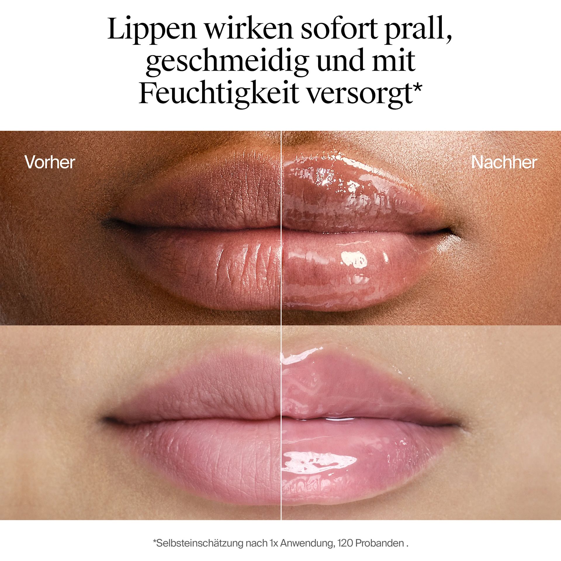  Lippen wirken sofort prall, geschmeidig und mit Feuchtigkeit versorgt​