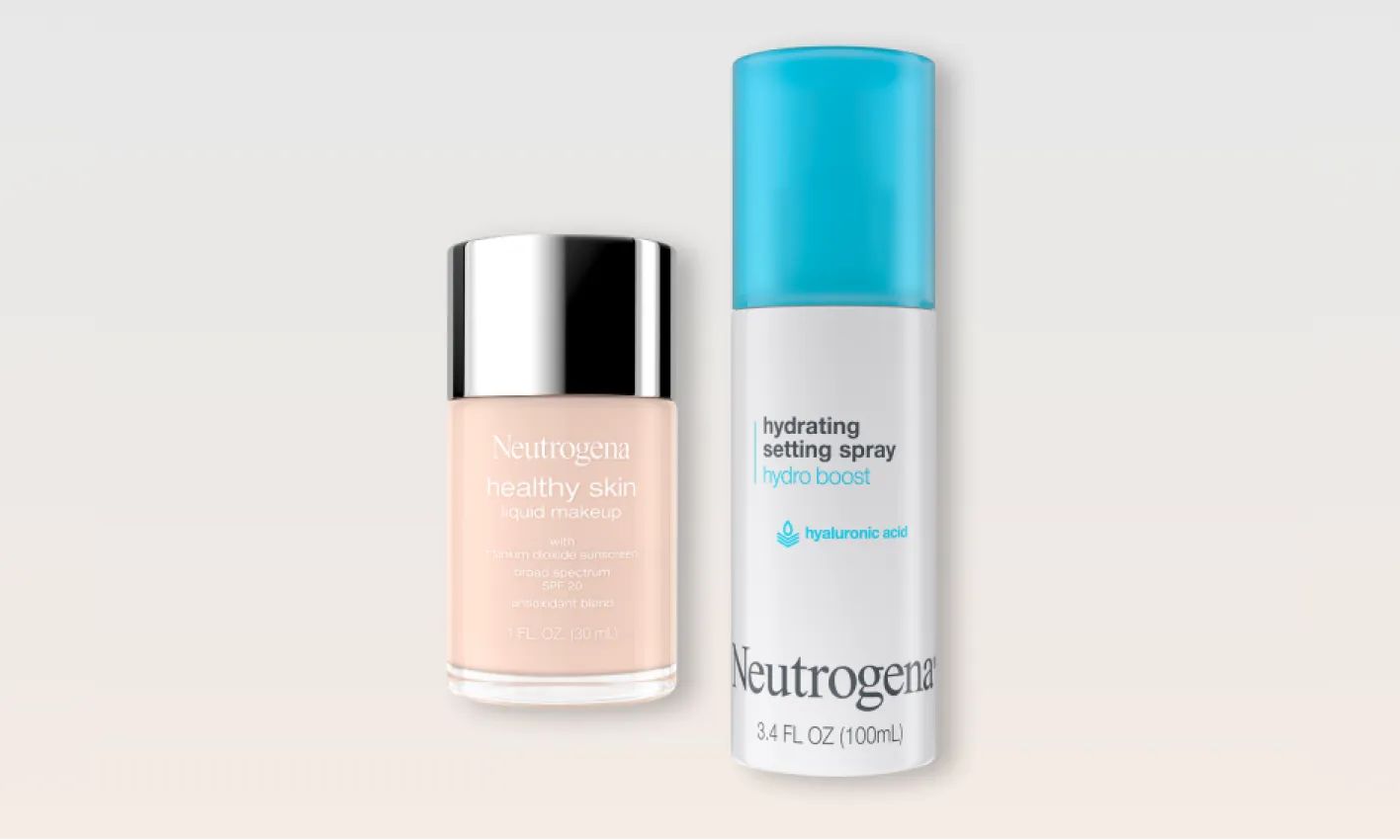 Neutrogena® Healthy Skin Liquid Makeup Broad Spectrum SPF 20 and Hydro Boost Hydrating Makeup Setting Spray Routine