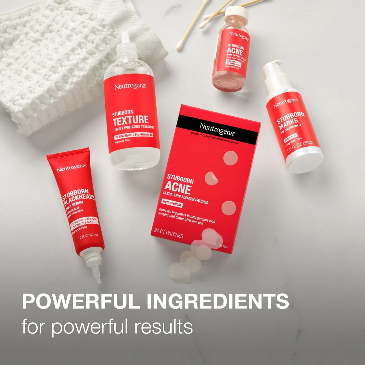 Neutrogena Stubborn Acne® collection with powerful ingredients for powerful results