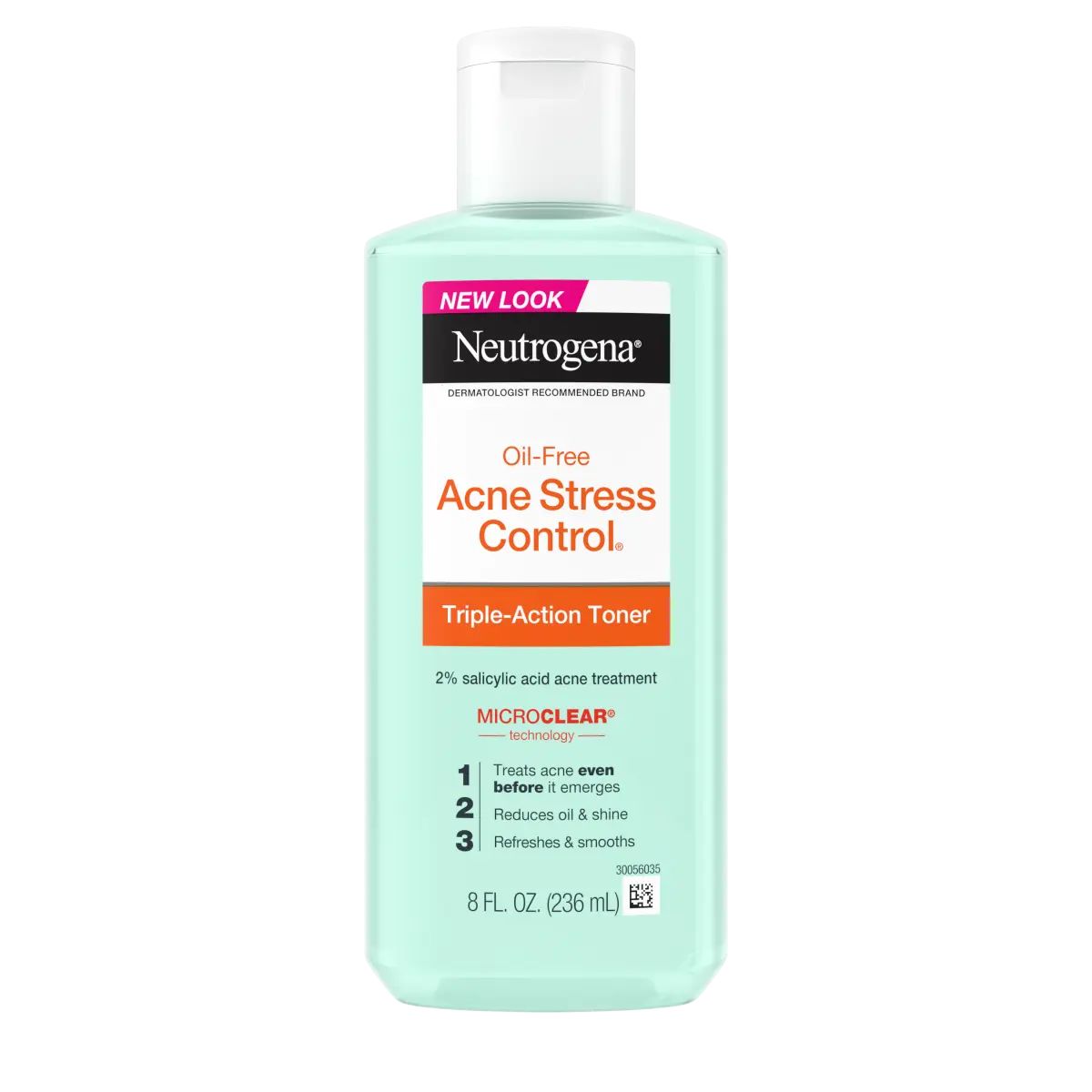 Neutrogena Oil-Free Acne-Fighting Stress Control Triple-Action Toner, 8 Fl. Oz Front of Packaging