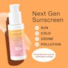 Vue de face du flacon-pompe du Sérum écran solaire pour le visage Neutrogena® Défense quotidienne Fini invisible, FPS 50+.
