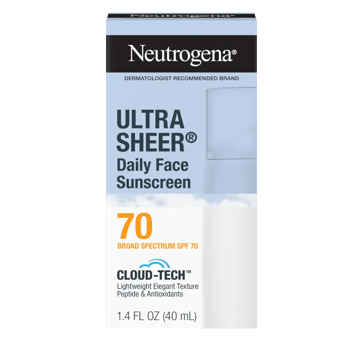 Neutrogena Ultra Sheer Daily Face Sunscreen SPF 70 with BEMT, 1.4 fl oz lotion