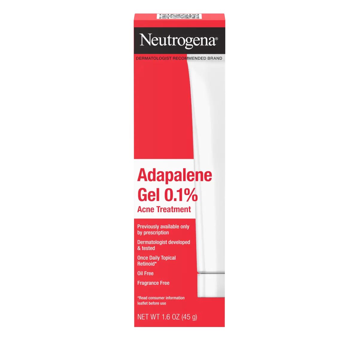 Neutrogena Neutrogena® 0.1% Adapalene Gel Acne Treatment, 1.6 oz, out of the package image.