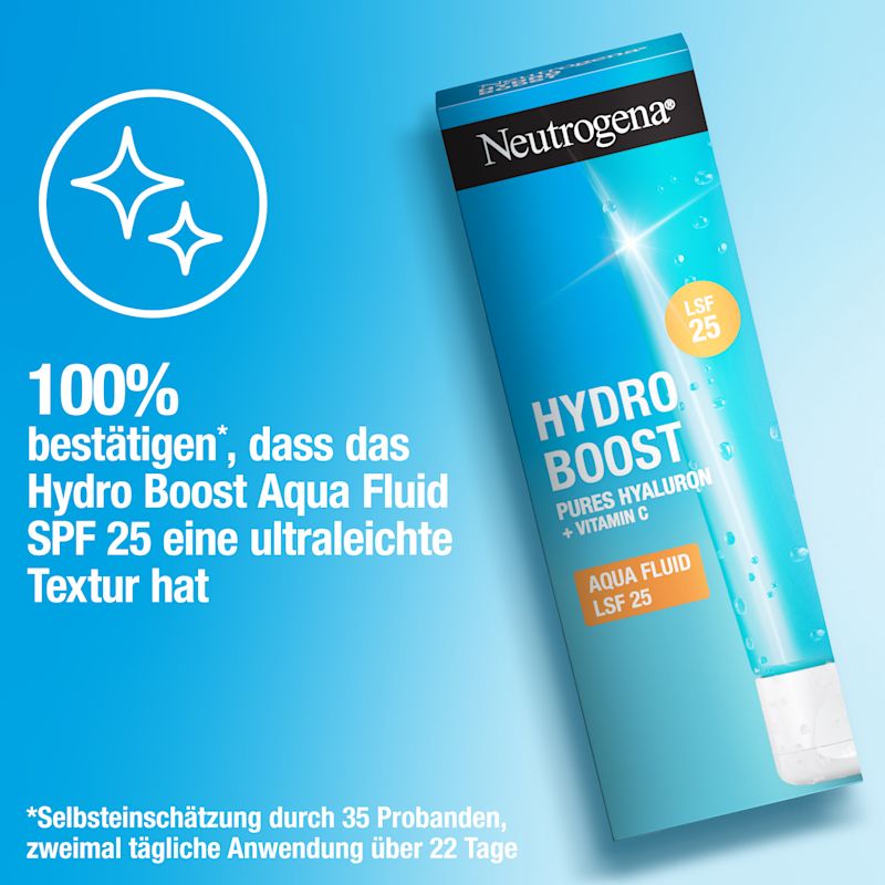 100% bestätigen, dass das Hydro Boost Aqua Fluid SPF 25 eine ultraleichte Textur hat