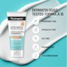 Front shot of Neutrogena® Ultra Gentle Daily Facial Moisturizer SPF 30, squeeze tube 100 mL with a product smear in the background