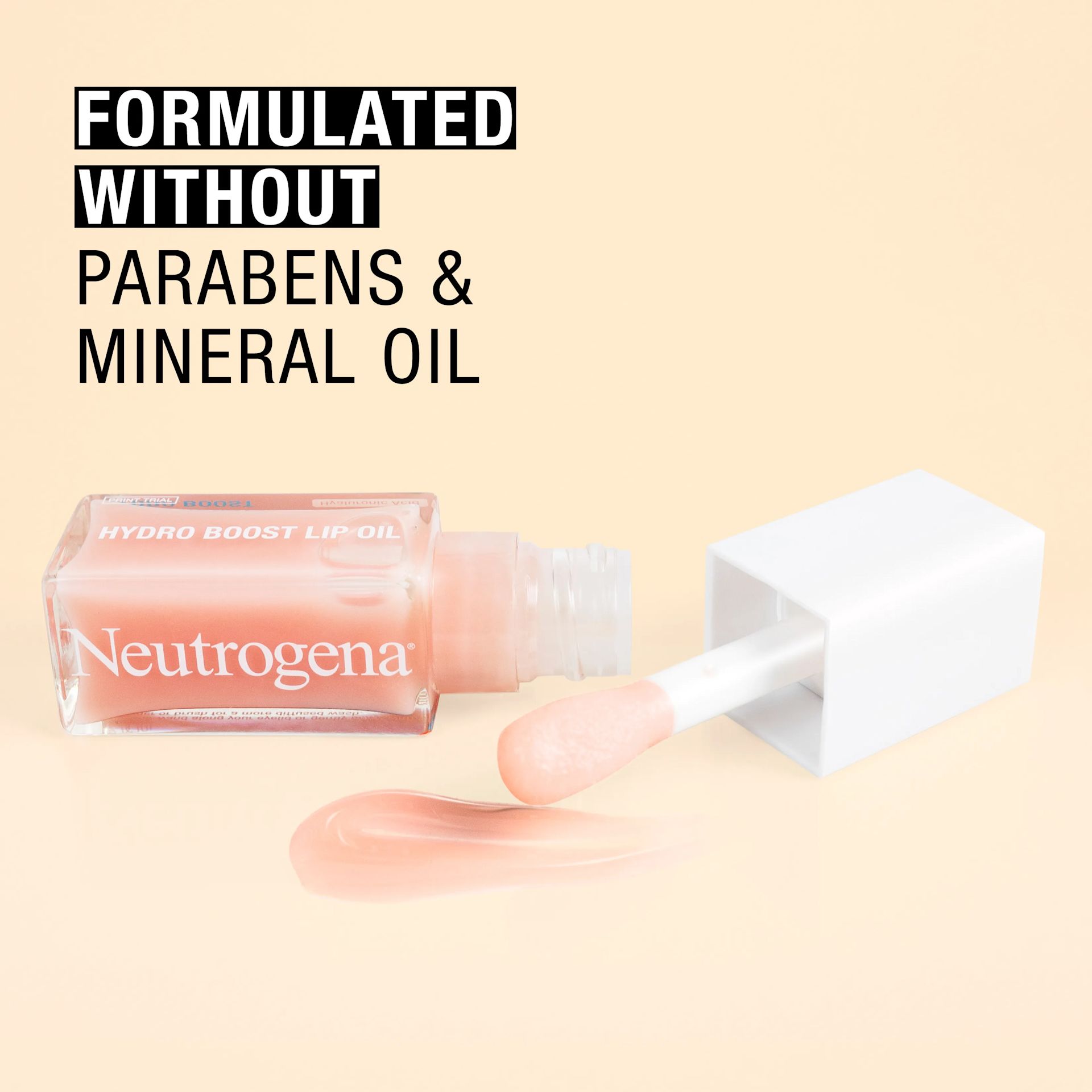 Neutrogena® Hydro Boost Lip Oil is formulated without parabens and mineral oil