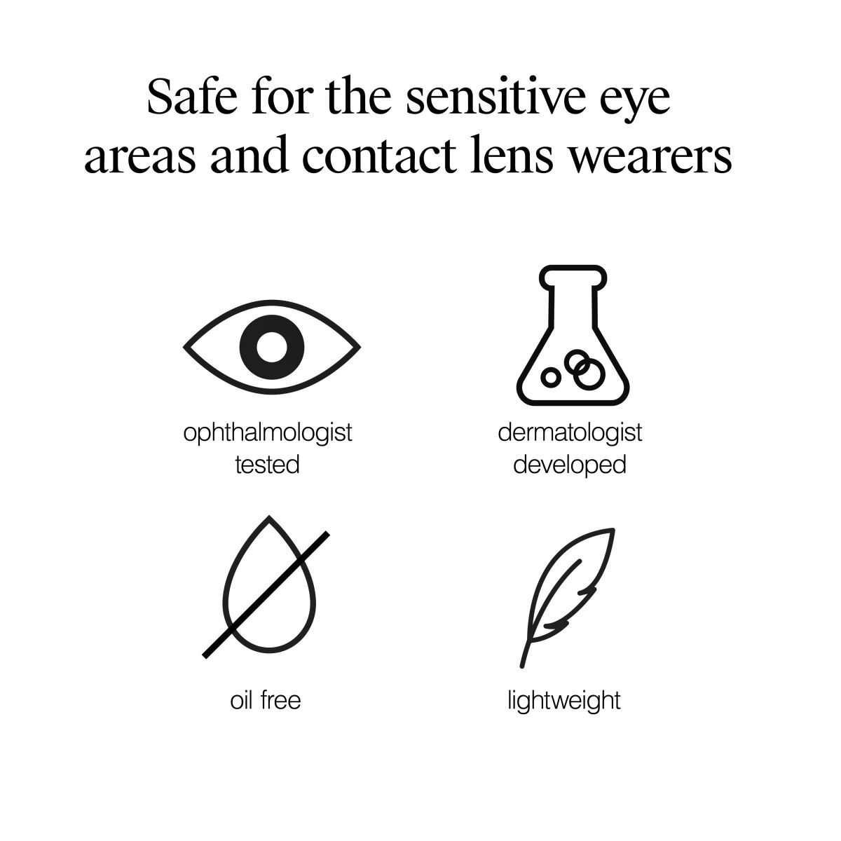 Safe for sensitive eye areas & contact lens wearers: ophthalmologist tested, oil free