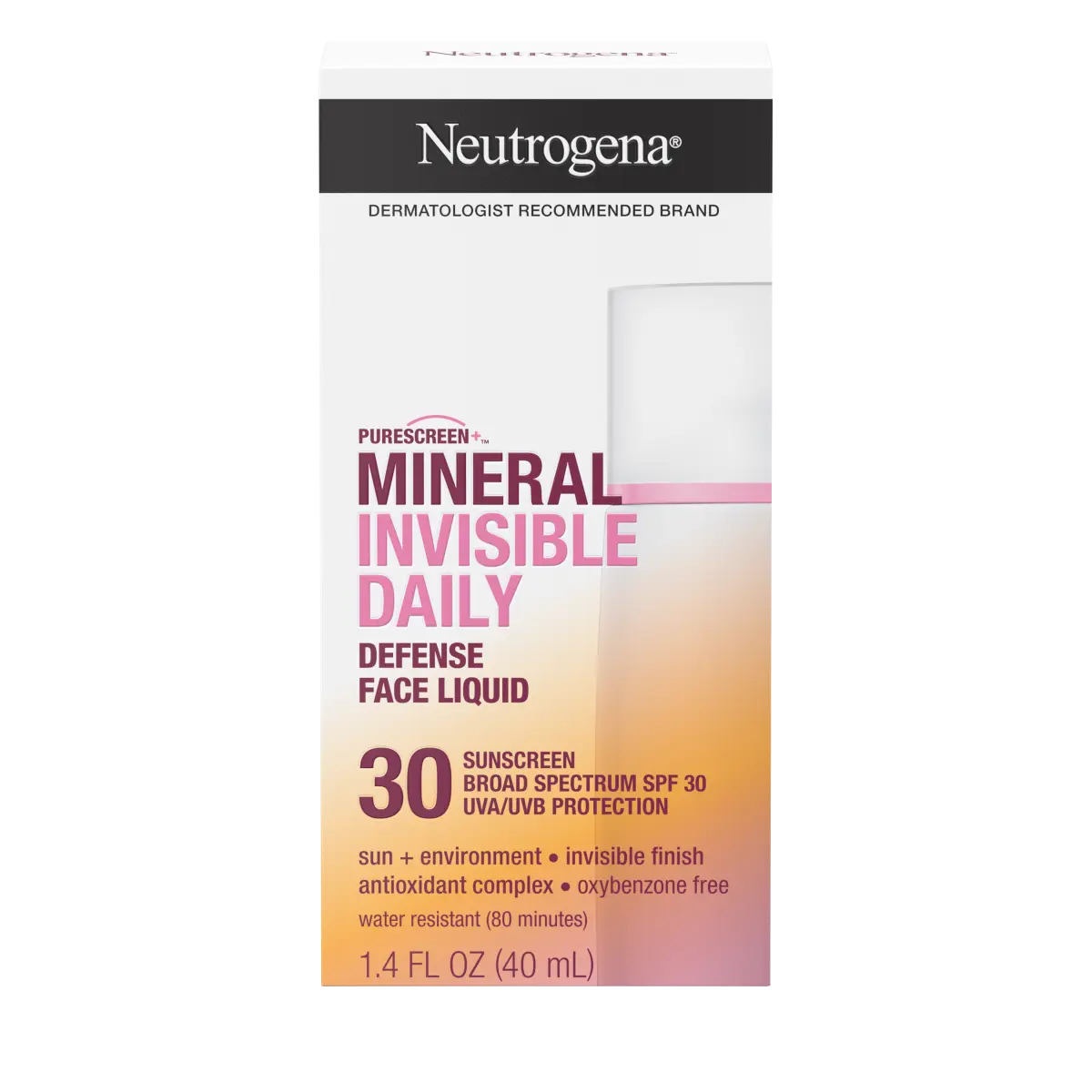 Neutrogena Purescreen+ Invisible Daily Defense Mineral Face Liquid SPF 30, lotion