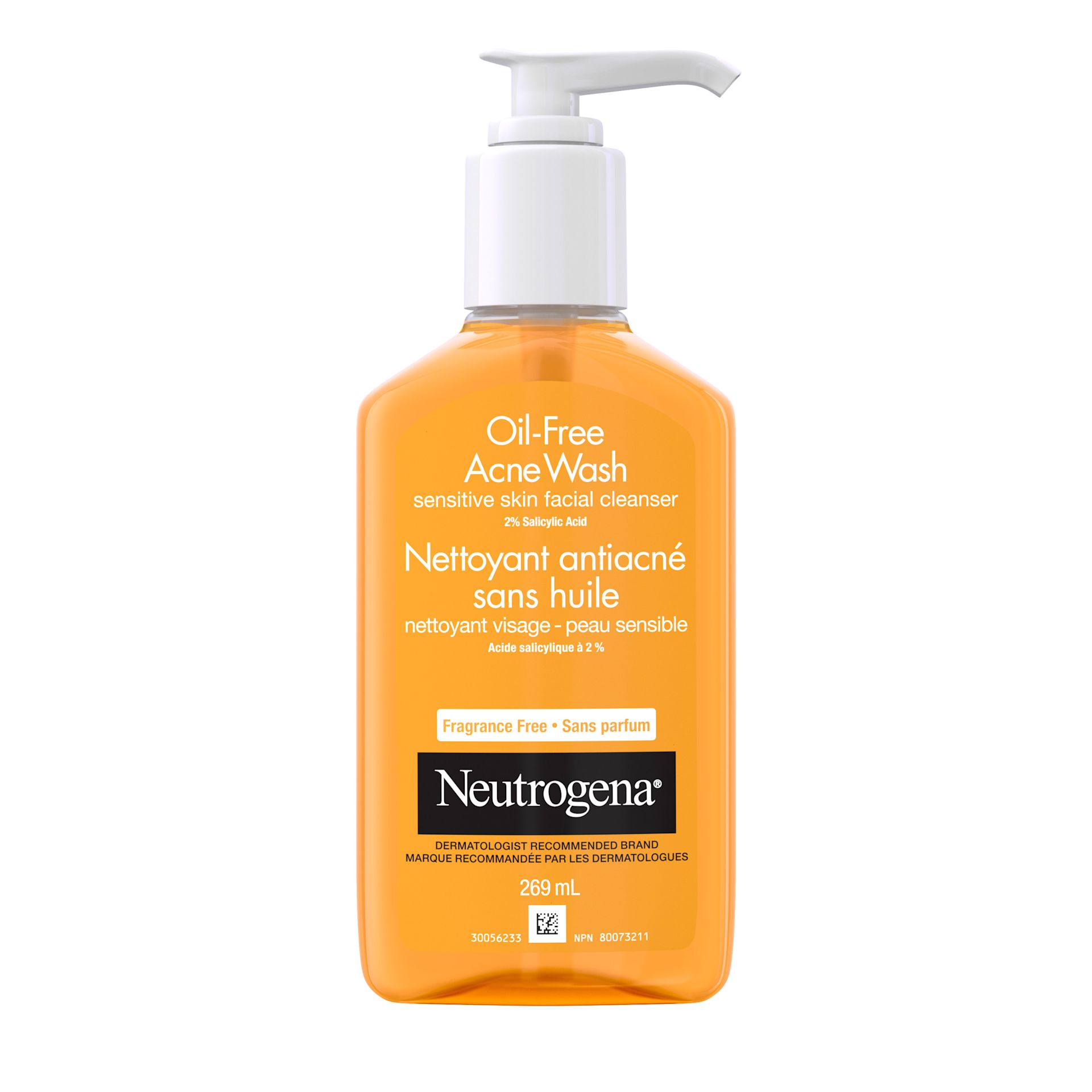 Front side shot of Neutrogena® Oil-Free Acne Wash, Fragrance Free 269ml