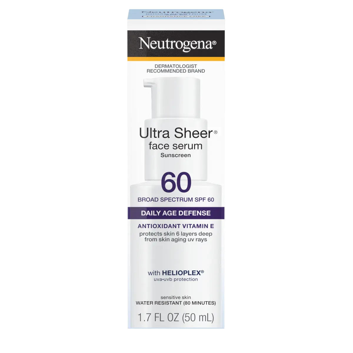 Neutrogena Ultra Sheer Face Serum SPF 60+, 1.7 oz lotion
