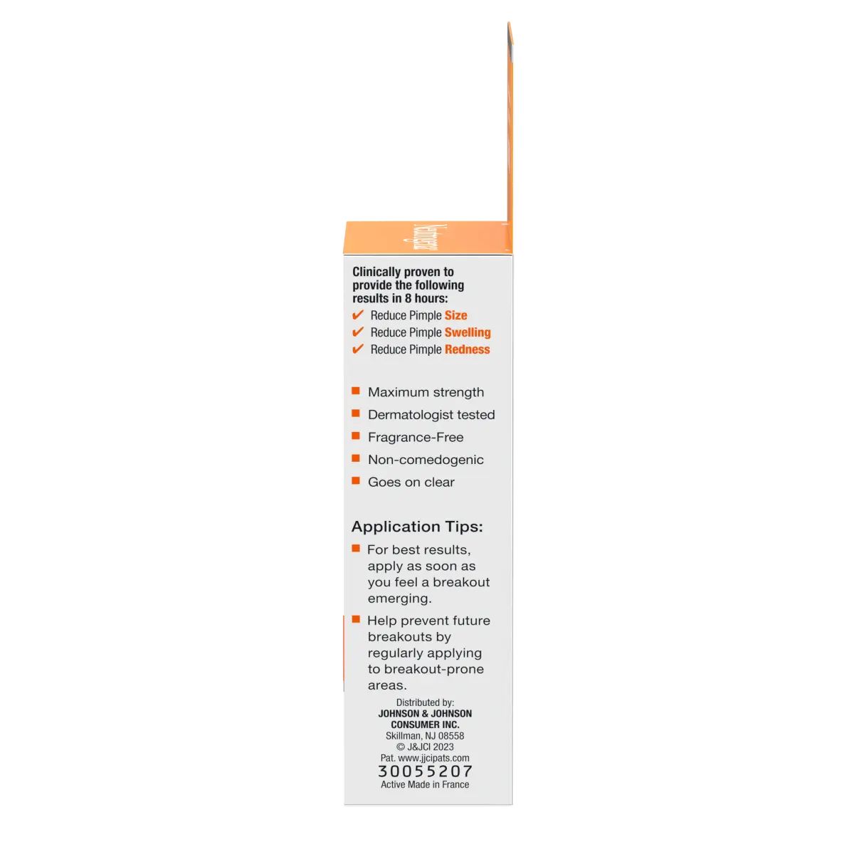 Neutrogena® Rapid Clear Acne Eliminating Spot Gel, 0.5 Fl. Oz, right side of the pack
