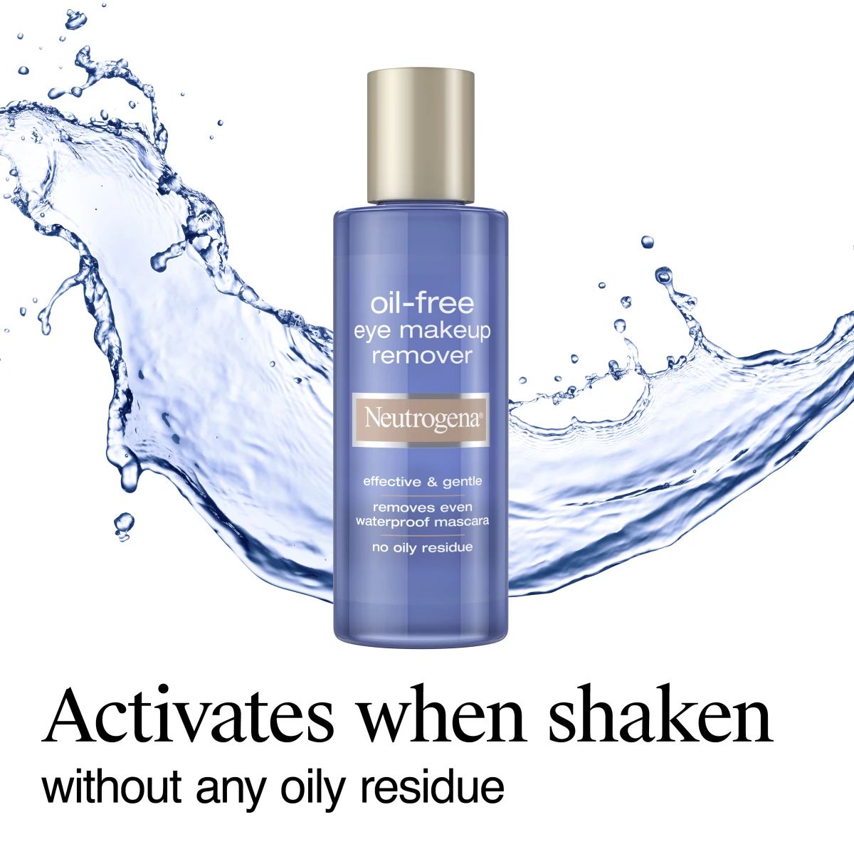 Neutrogena® oil-free eye makeup remover activates when shaken without oily residue