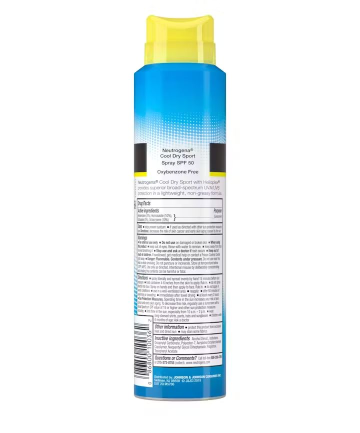 Neutrogena Cool Dry Sport Water-Resistant Sunscreen Spray, SPF 50, 5 oz