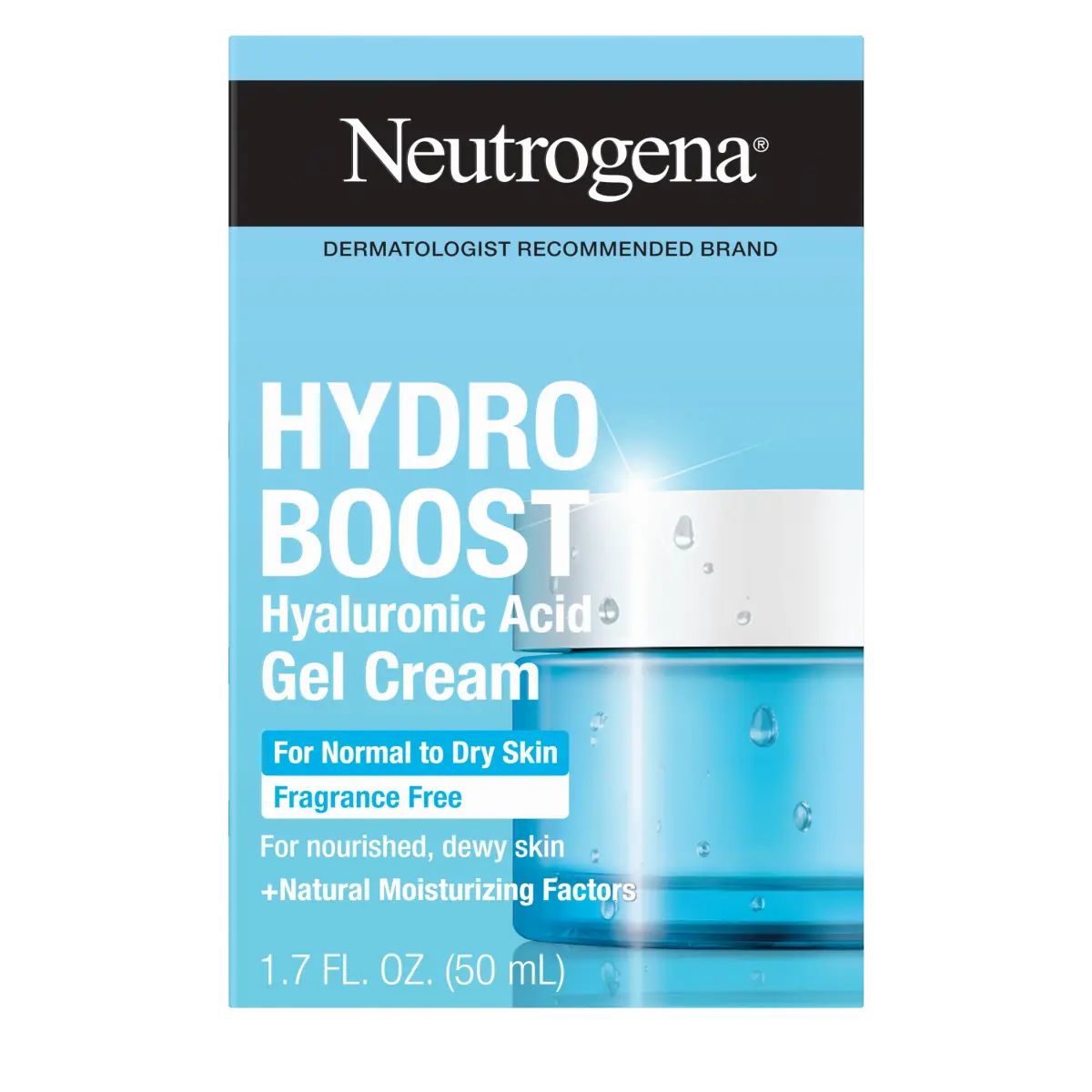 Neutrogena Hydro Boost Hyaluronic Acid Gel Cream Fragrance Free 1.7 Fl. Oz, Front of the Package