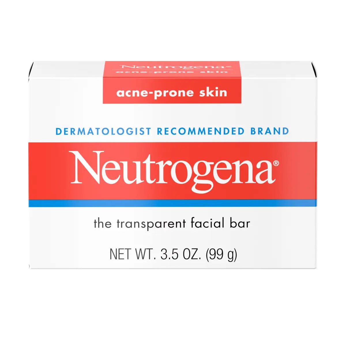 Neutrogena Glycerin Soap Bar for Acne-Prone Skin, Dye-Free, Non-Comedogenic