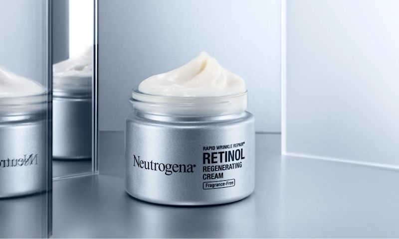 Opened Jar of Rapid Wrinkle Repair® Regenerating Retinol Cream, Fragrance-Free + Hyaluronic Acid showing texture and formula