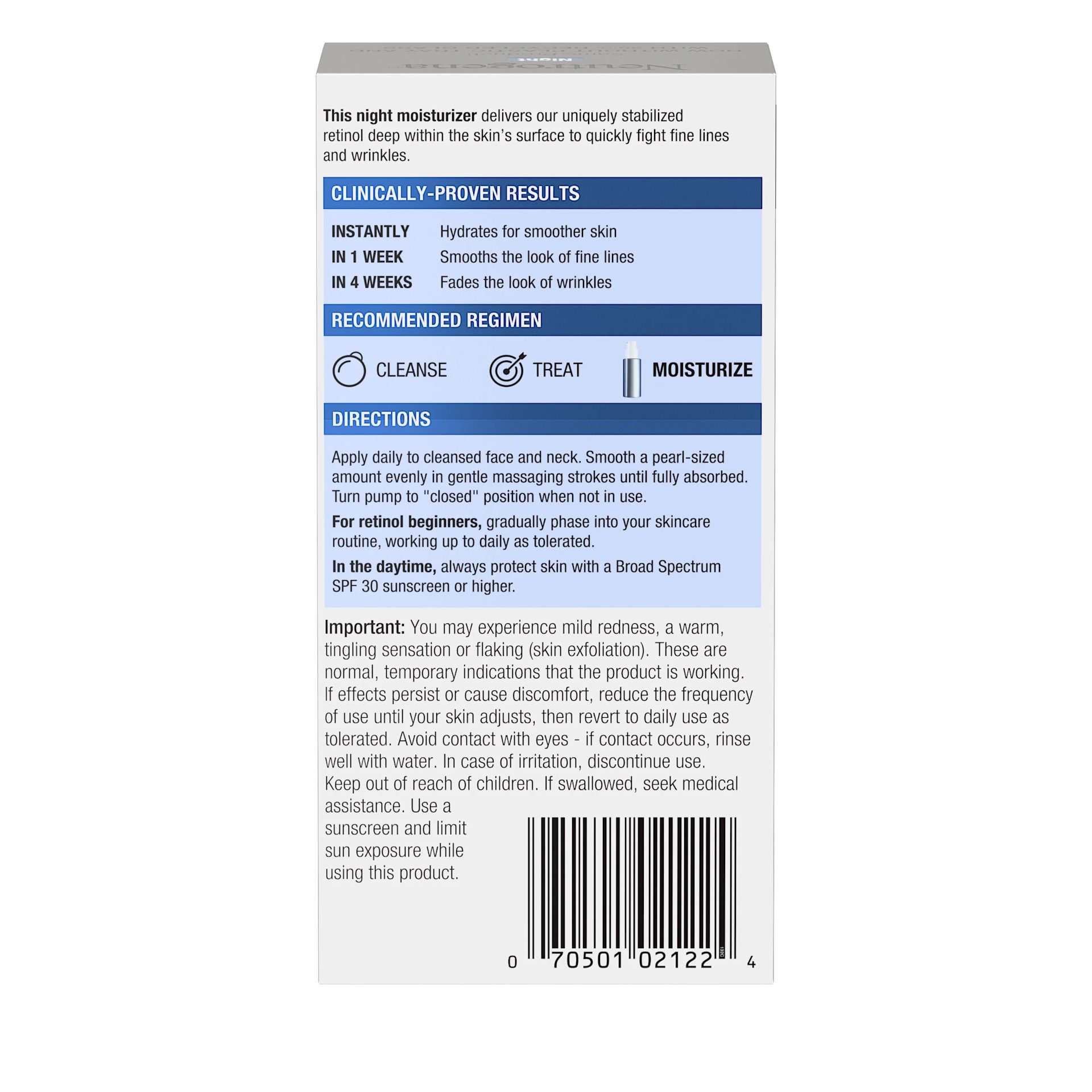 Neutrogena Rapid Wrinkle Repair Retinol Night Moisturizer back of pack