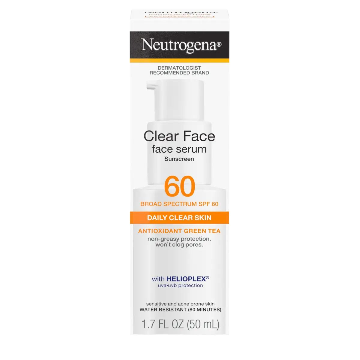 Neutrogena Neutrogena® Clear Face Serum Sunscreen with Green Tea Broad Spectrum SPF 60+ Fragrance Free