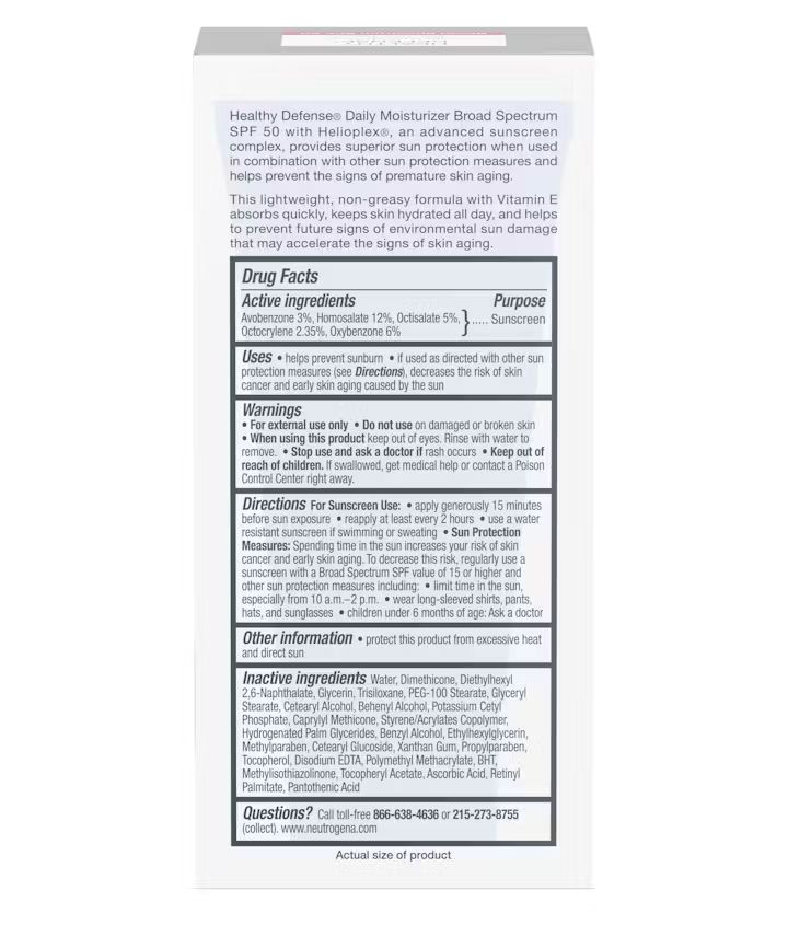 Neutrogena Healthy Defense® Daily Moisturizer with Sunscreen Broad Spectrum SPF 50