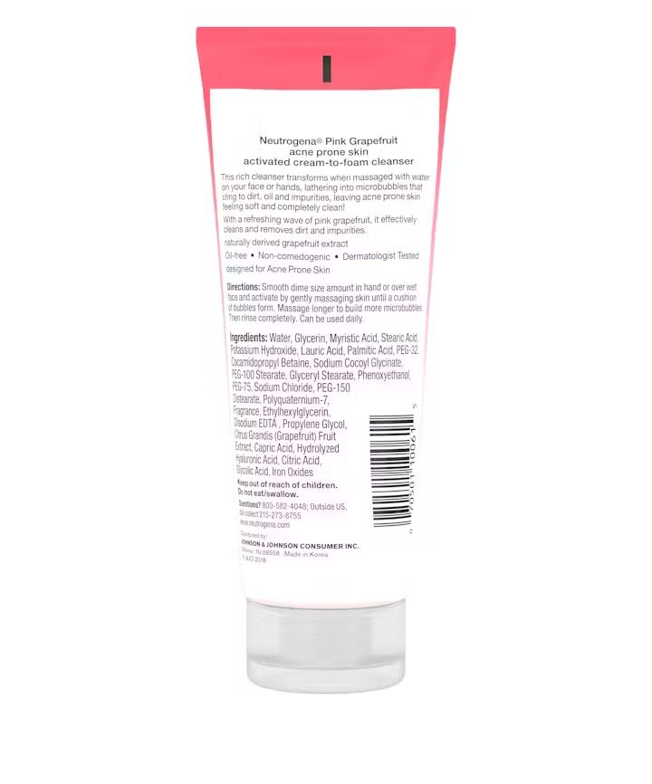Neutrogena® Pink Grapefruit Acne Prone Skin Activated Cream-to-Foam Cleanser