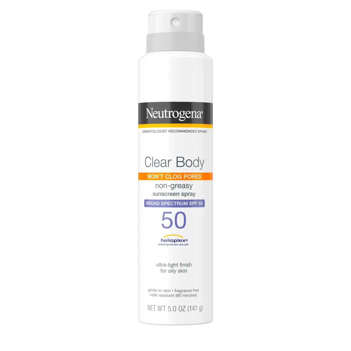 Neutrogena Clear Body Sunscreen Spray SPF 50, 5 oz spray can