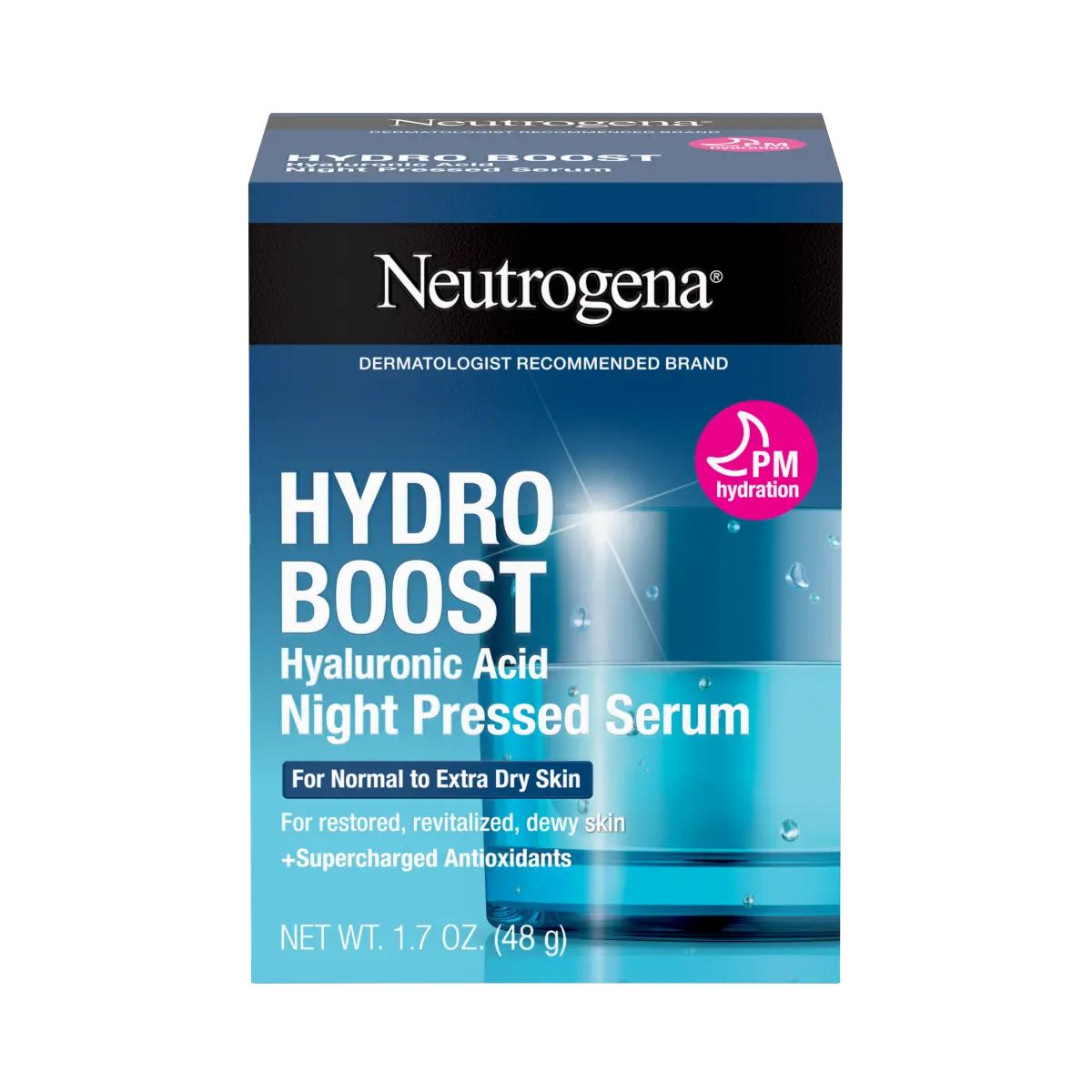 Neutrogena® Hydro Boost Night Pressed Serum with Hyaluronic Acid 1.7 Oz Front of pack