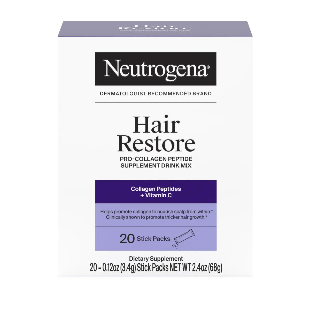 Hair Restore Pro-Collagen Peptide Supplement Out of Box with Box Imaging
