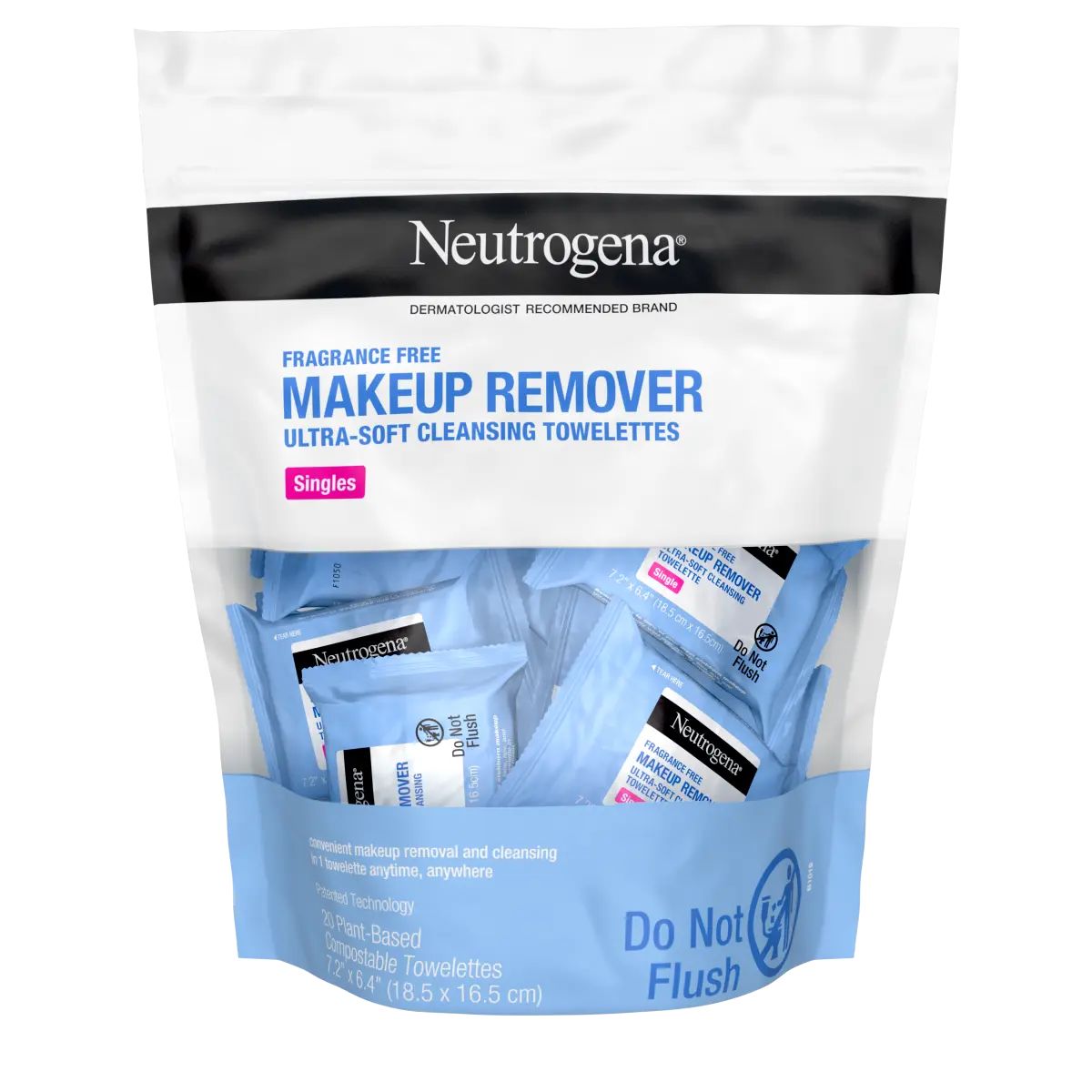 Makeup Remover Cleansing Towelette Singles - Fragrance Free Front of Packaging