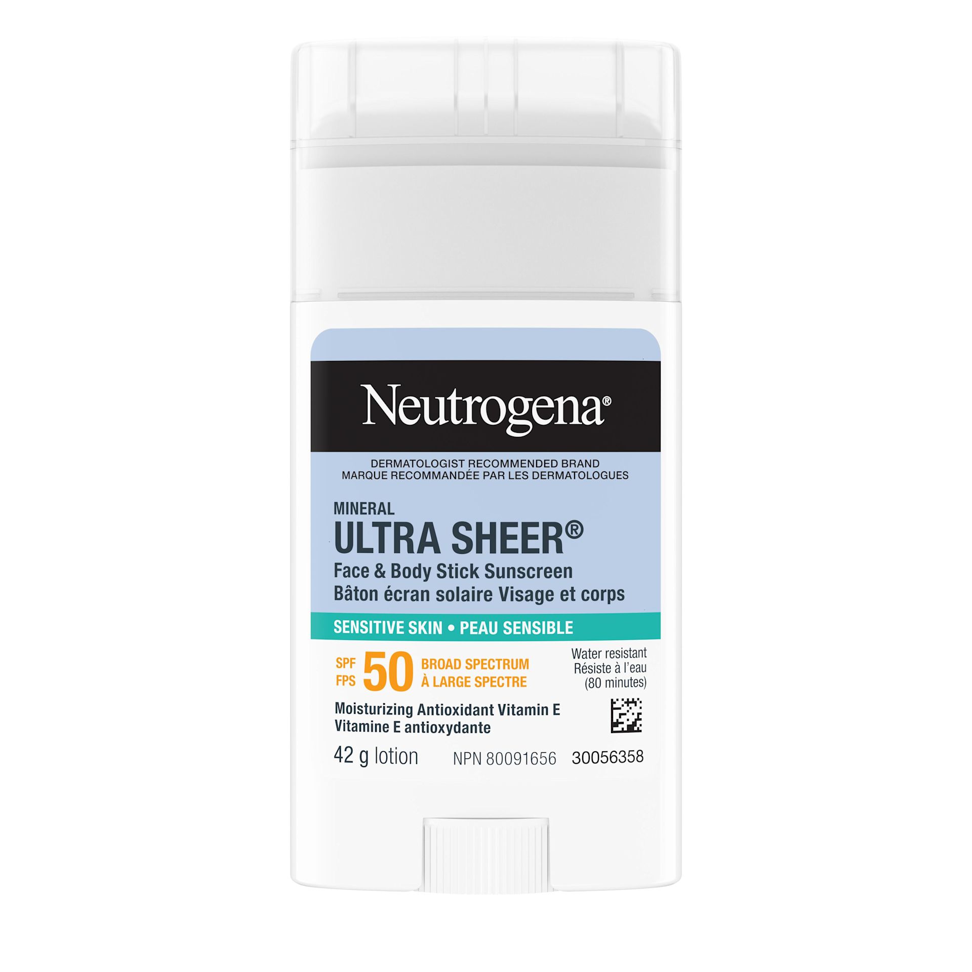 Neutrogena Mineral Ultra Sheer Dry-Touch Face & Body Stick Sunscreen with SPF 50, 42g