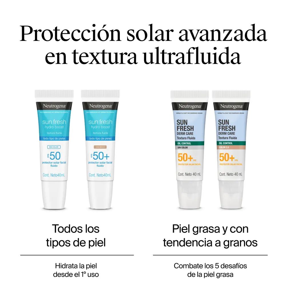 Protector Solar Facial Neutrogena Sun Fresh Oil Control Fluido Sin Color FPS 50+ 40mL