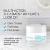 Hydro Boost+ Caffeine + Hyaluronic Acid Eye Gel Cream jar with text 'multi-action treatment improves look of dark circles, puffiness, fine lines'