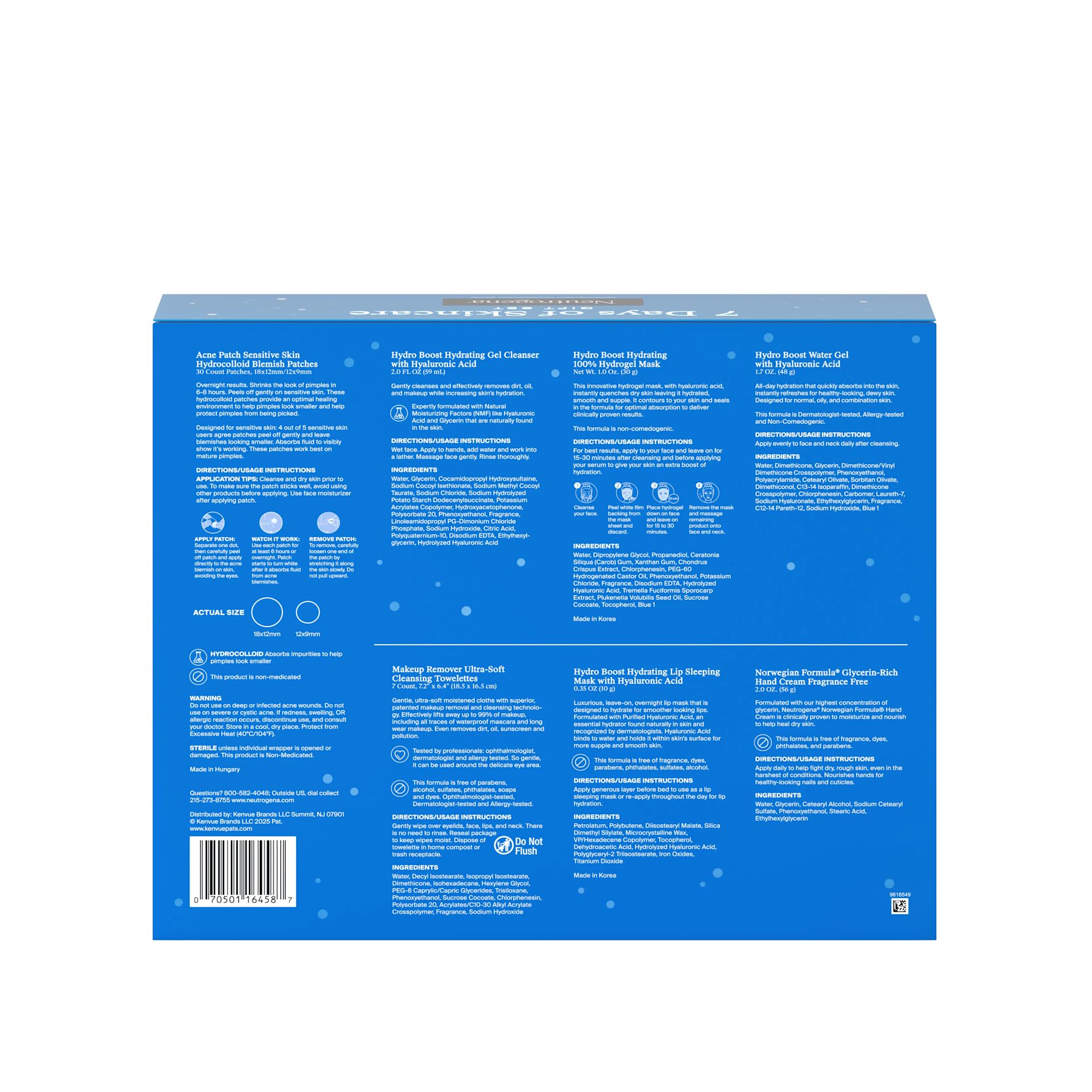 Neutrogena 7 Days of Skincare Gift Set Back of Packaging