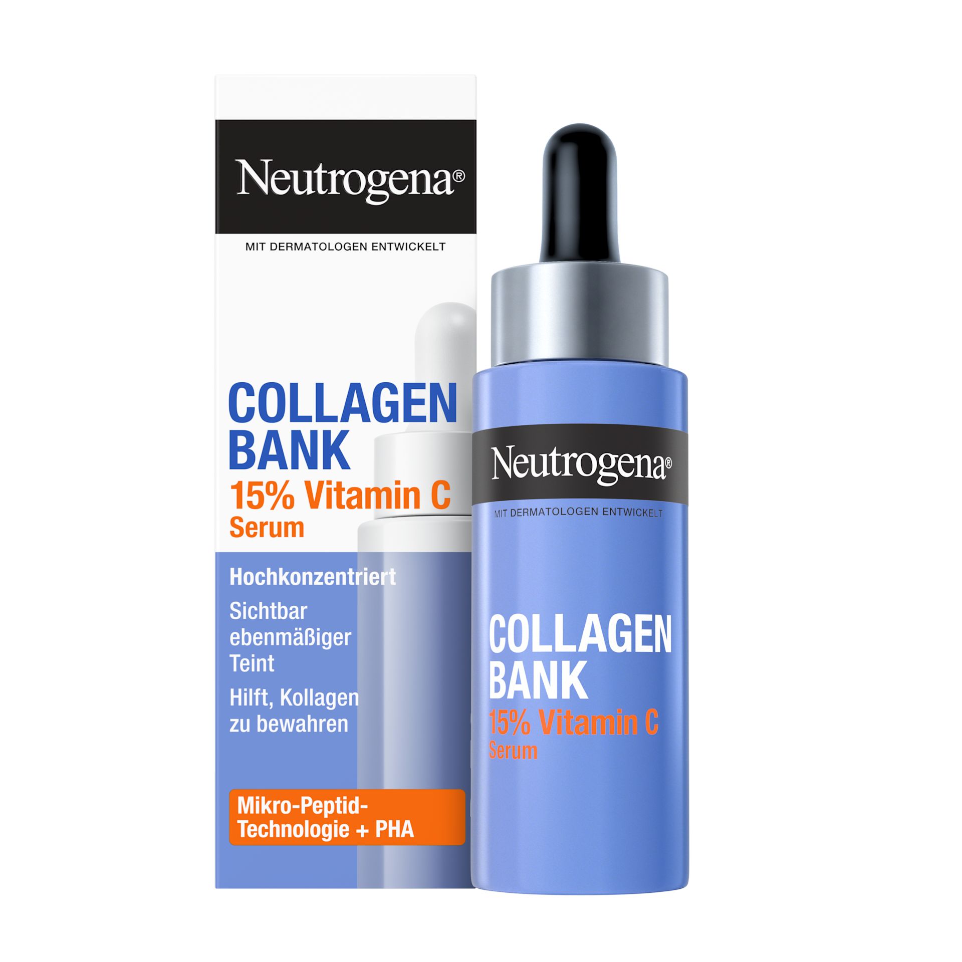 Neutrogena Collagen Bank Vitamin C Serum Packshot Karton + Produkt​