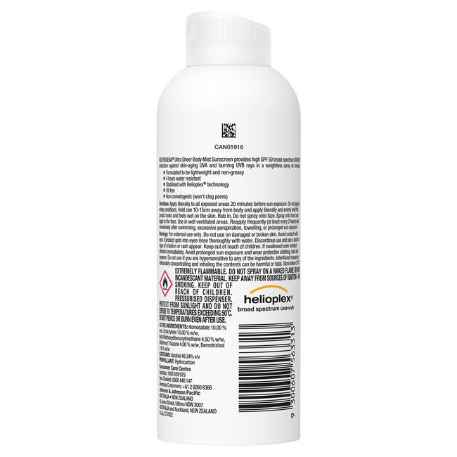 Neutrogena® Ultra Sheer Body Mist SPF 50 140g - Image 2 - Neutrogena - en-AU