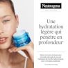 Femme tenant un pot ouvert de gel-crème Neutrogena Hydro Boost, montrant un hydratant léger pour une hydratation en profondeur