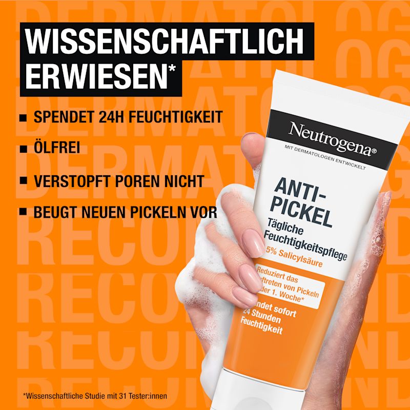 Wissenschaftlich erwiesen. Spendet 24h Feuchtigkeit, Ölfrei, verstopft Poren nicht, beugt neuen Pickeln vor