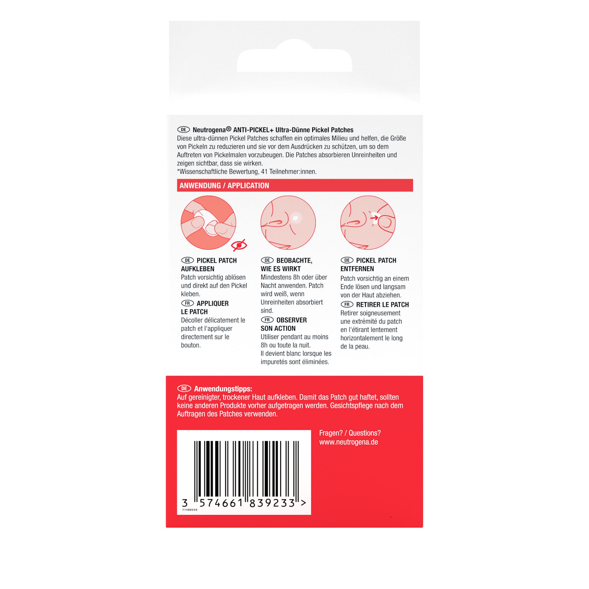 Anti Pickel+ Ultra-dünne Pickel Patches Packshot von hinten