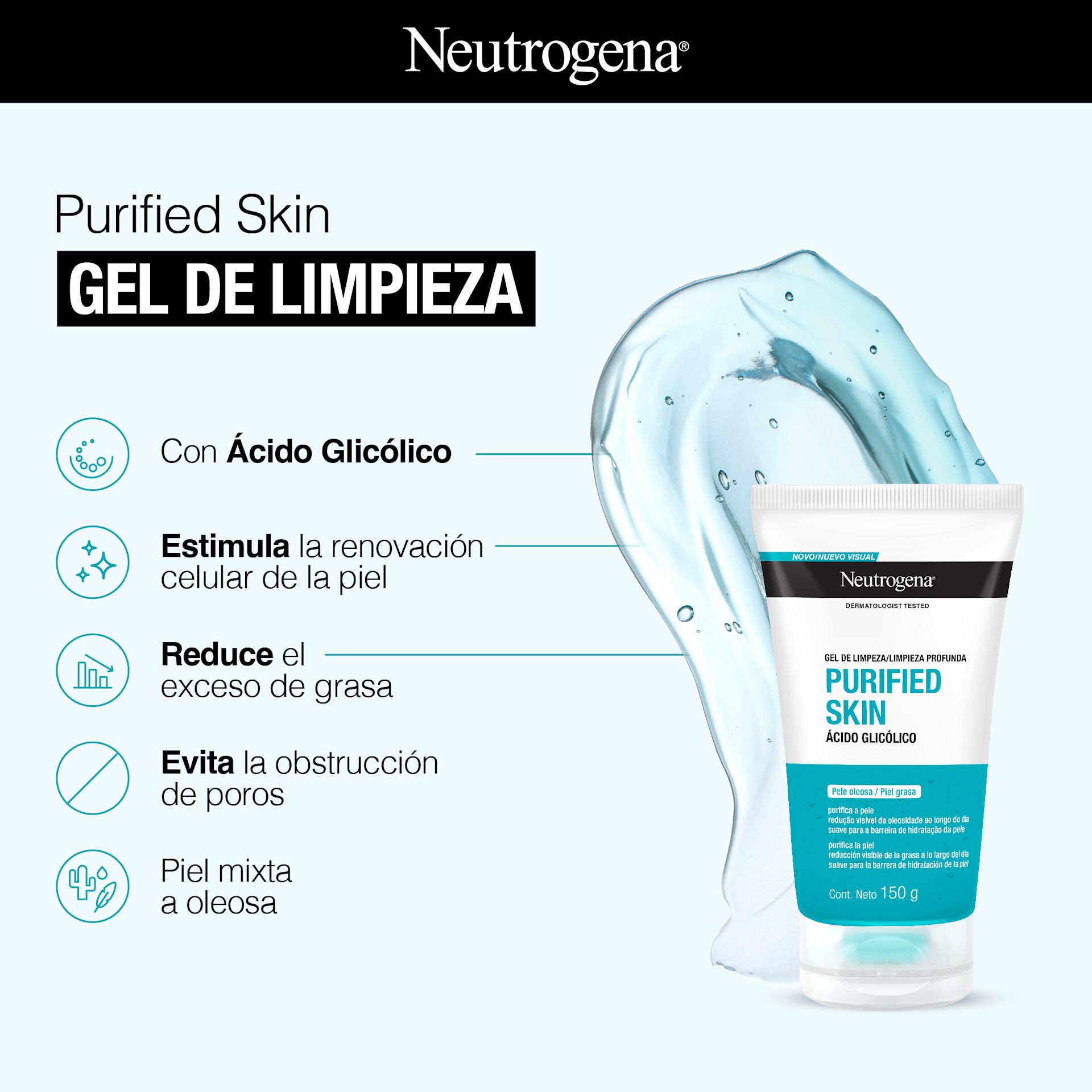 Gel de Limpieza NEUTROGENA® PURIFIED SKIN® x 150g - Image 3 - Neutrogena - es-AR