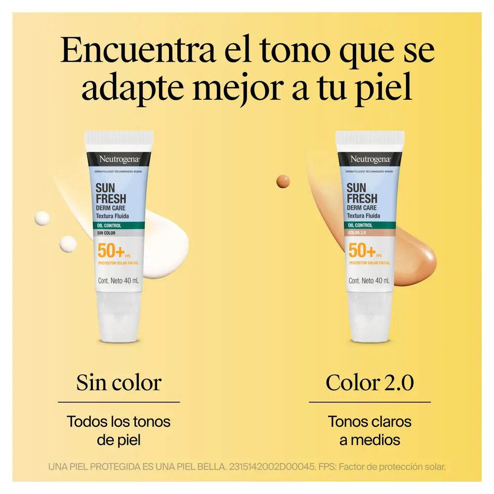 Protector Solar Facial Neutrogena Sun Fresh Oil Control Fluido Sin Color FPS 50+ 40mL