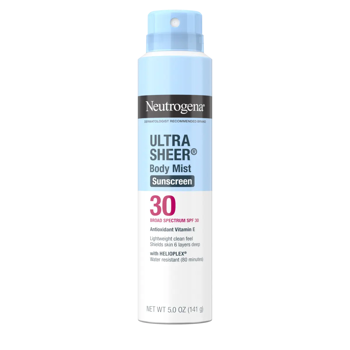 Neutrogena Ultra Sheer Body Mist Sunscreen Spray SPF 30, 5 oz spray can
