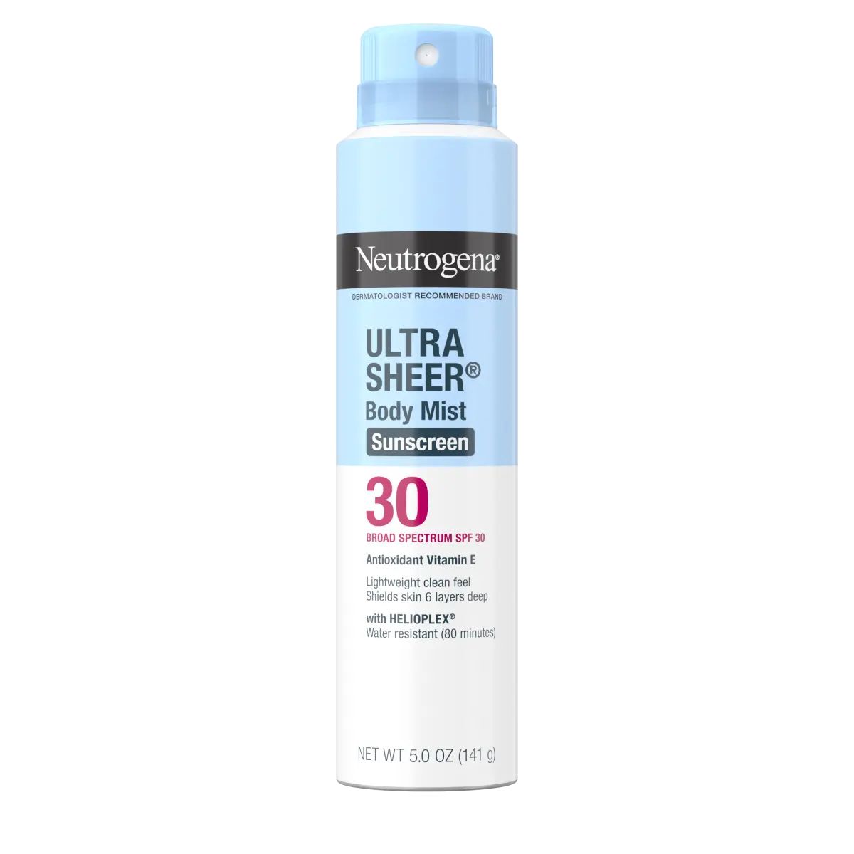 Neutrogena Ultra Sheer Body Mist Sunscreen Spray Broad Spectrum SPF 30, 5 Oz