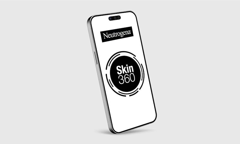 A mobile phone displaying the Neutrogena® Skin 360 logo