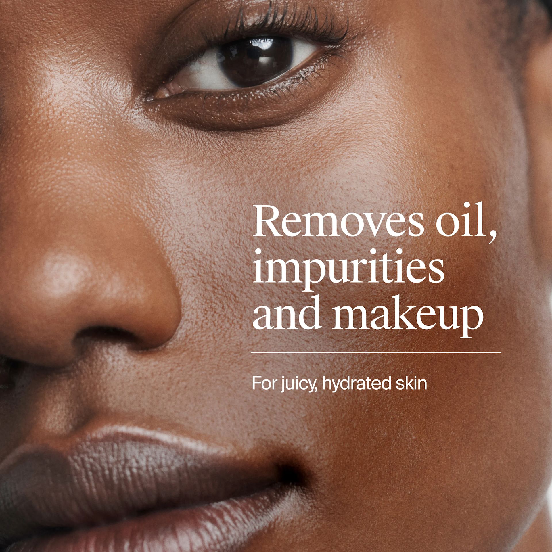 Woman after using Anti-Aging Nighttime Duo. Removed oil, impurities and makeup
