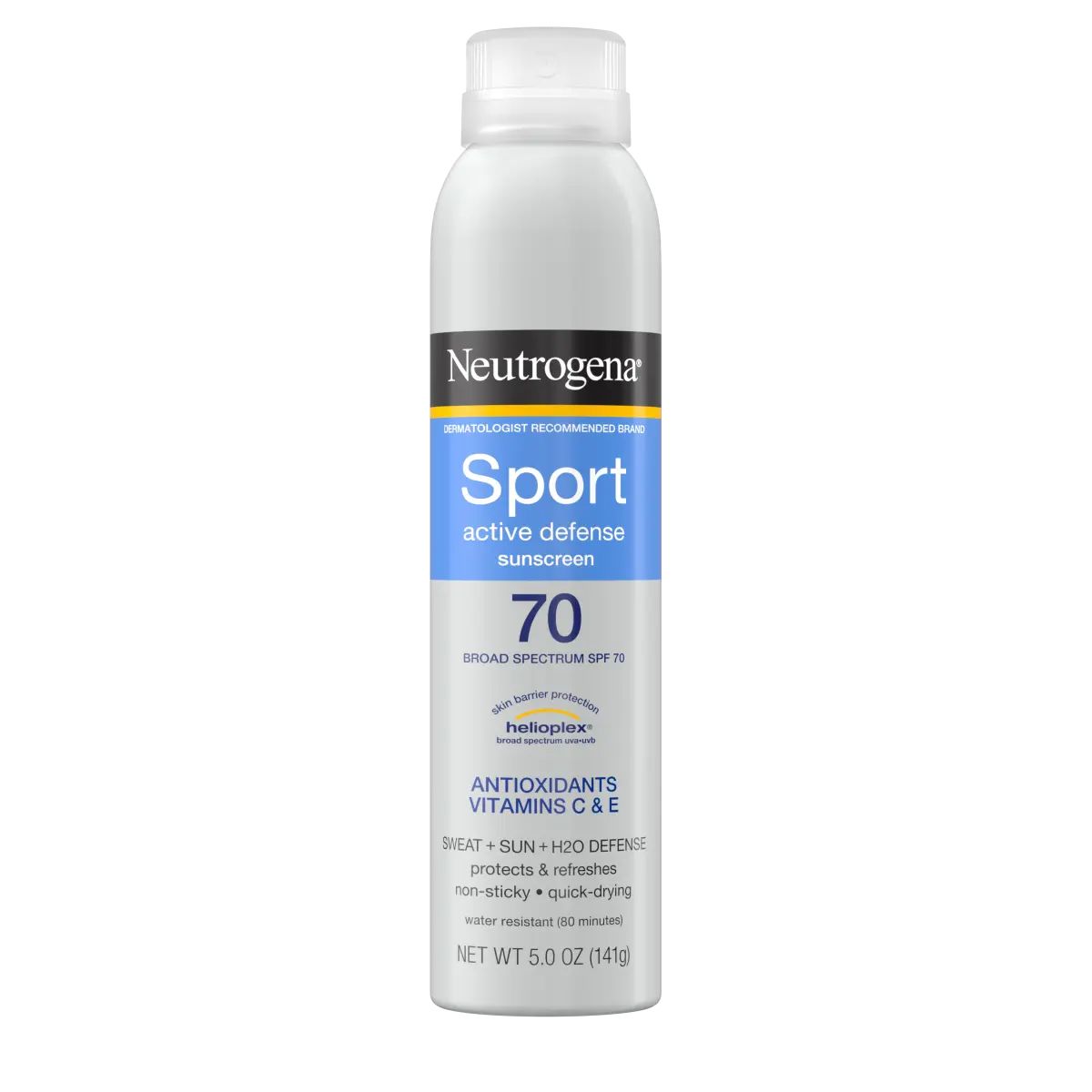 Neutrogena® Sport Active Defense With Broad Spectrum SPF 70 Sunscreen Spray Front of pack