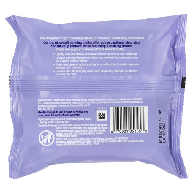 Neutrogena® Night Calm Make-Up Remover Wipes 25 - Image 2 - Neutrogena - en-AU