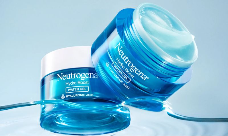 Neutrogena® Hydro Boost Water Gel packaging and open jars showing formula and texture