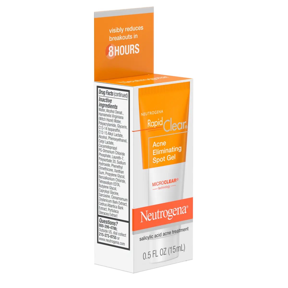 Neutrogena® Rapid Clear Acne Eliminating Spot Gel, 0.5 Fl. Oz, package left angled view